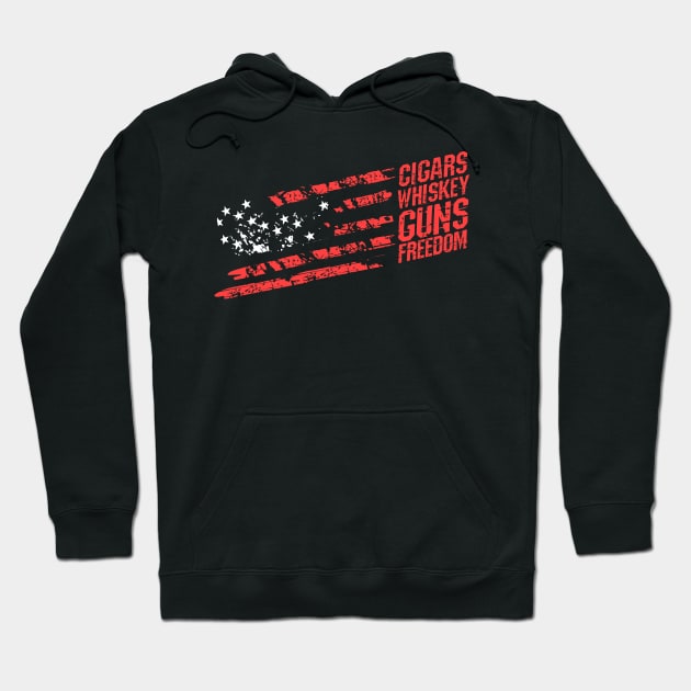 Cigars Whiskey Guns & Freedom America Gift Hoodie by woormle